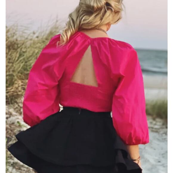 Buru Balloon Sleeve Bustier Cropped Top XS, Kelly Green | NEW $118 - Picture 4 of 5